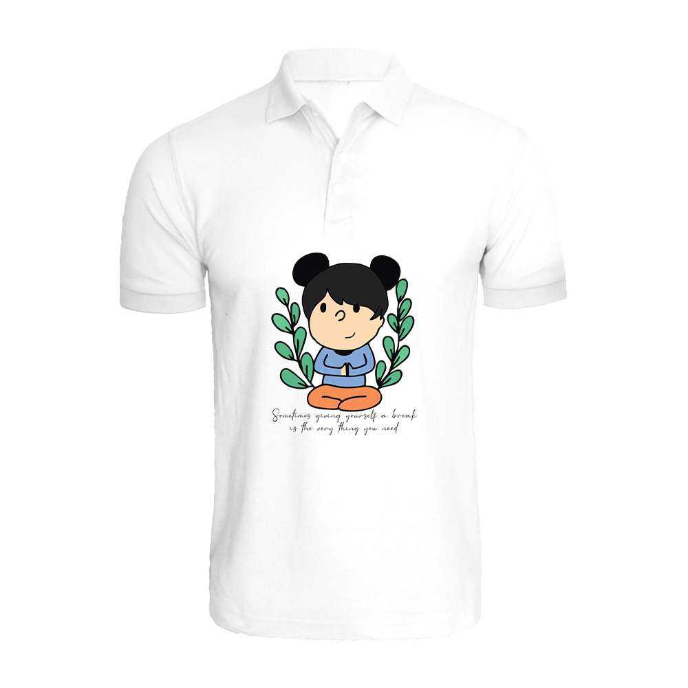 BYFT009456 BYFT Printed Polo Neck White T Shirt Giving Yourself a Break Design Set of 1.jpg