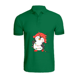 BYFT009706 BYFT Polo Neck T Shirt Printed Green Medium 220 GSM Cotton Penguin Entangled in String Lights Set of 1.png