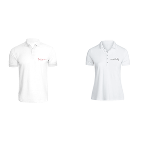 BYFT009866 BYFT Polo Neck T Shirt Embroidery White Medium 220 GSM Cotton Better Half Design Set of 2