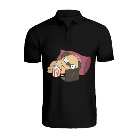 BYFT009876 BYFT Polo Neck T Shirt Printed Black Medium 220 GSM Cotton Binge Watching Pug Design Set of 1.png