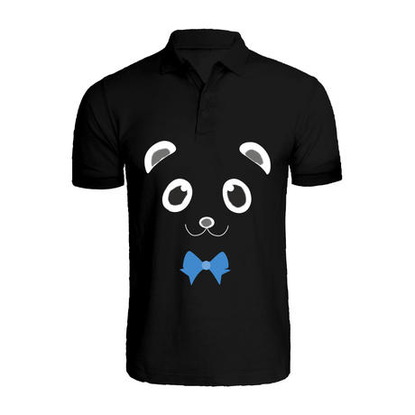 BYFT009880 BYFT Polo Neck T Shirt Printed Black Medium 220 GSM Cotton Mr. Panda Design Set of 1.png