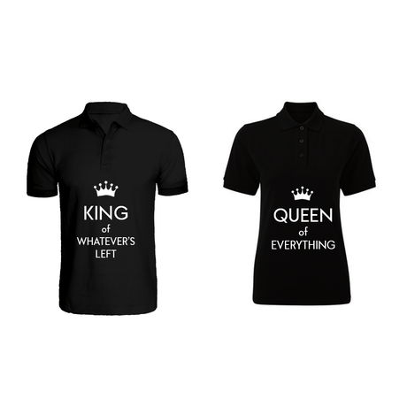 BYFT009954 BYFT Polo Neck T Shirt Printed Black Medium 220 GSM Cotton King of Whatever Left Queen of Everything Design Set of 2.png