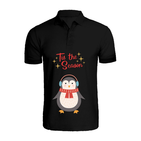 BYFT010151 BYFT Polo Neck T Shirt Printed Black Large 220 GSM Cotton Tis The Season Penguin Set of 1.png