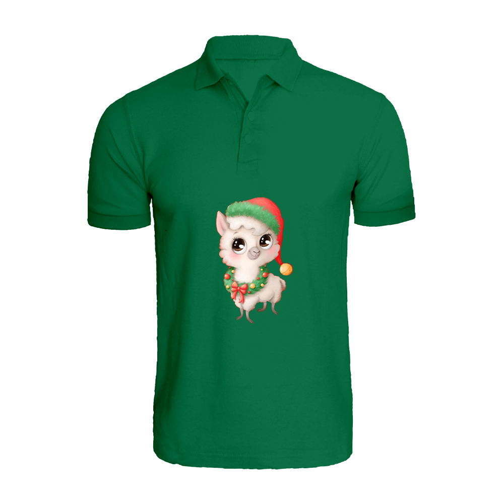 BYFT Printed Christmas Designed T-Shirt - Llama with Christmas Cap