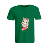 BYFT010199 BYFT Round Neck T Shirt Printed Green Large 190 GSM Cotton Cat inside Christmas Stokings Set of 1.png