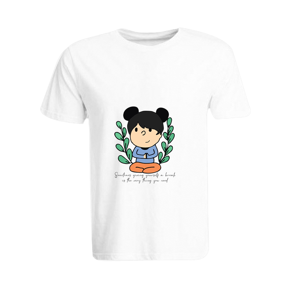 BYFT010486 BYFT Round Neck T Shirt Printed White Large 190 GSM Cotton Giving Yourself a Break Set of 1.png