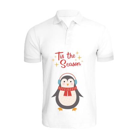 BYFT010633 BYFT Polo Neck T Shirt Printed White XL 220 GSM Cotton Tis The Season Penguin Set of 1.png