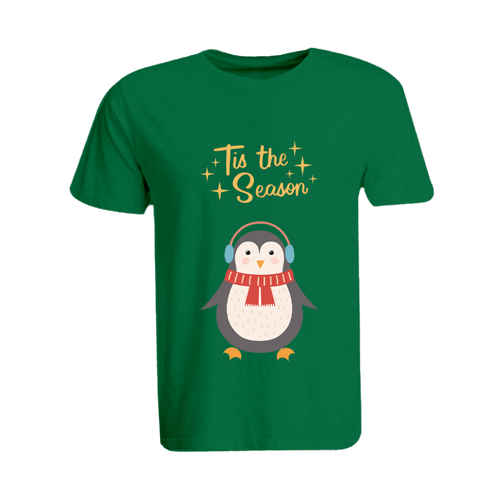 BYFT010653 BYFT Round Neck T Shirt Printed Green XL 190 GSM Cotton Tis The Season Penguin Set of 1.png