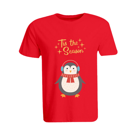 BYFT010663 BYFT Round Neck T Shirt Printed Red XL 190 GSM Cotton Tis The Season Penguin Set of 1.png