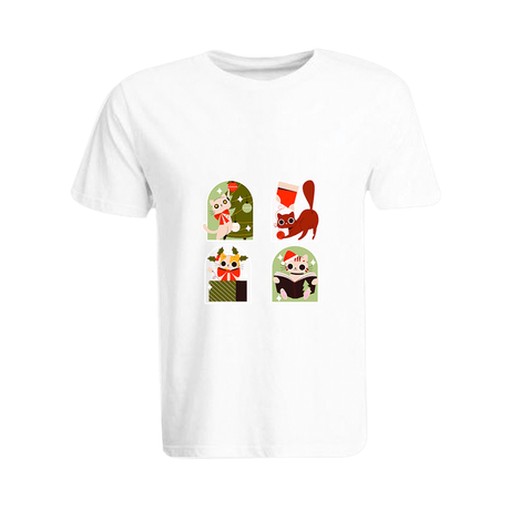 BYFT010678 BYFT Round Neck T Shirt Printed White XL 190 GSM Cotton Christmas Cats Set of 1.png