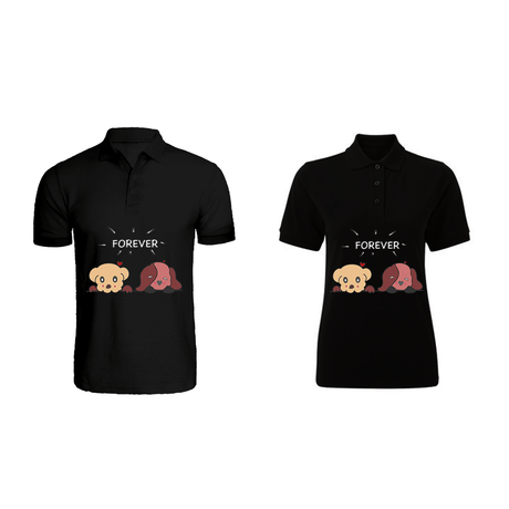 BYFT010849 BYFT Polo Neck T Shirt Printed Black XL 220 GSM Cotton Forever Design Set of 2.png