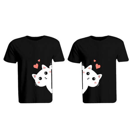 BYFT010863 BYFT Round Neck T Shirt Printed Black XL 190 GSM Cotton Kitty Design Set of 2.png
