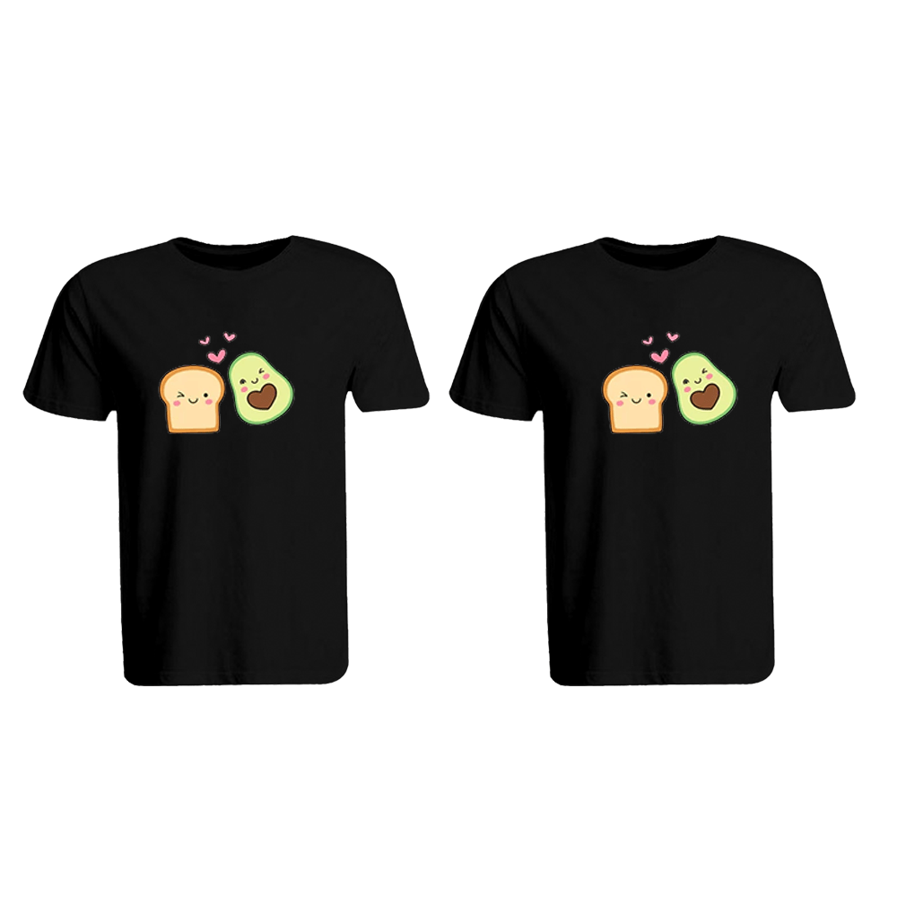 BYFT010876 BYFT Round Neck T Shirt Printed Black XL 190 GSM Cotton Avacado Toast Design Set of 2.png