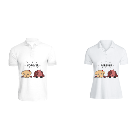 BYFT010879 BYFT Polo Neck T Shirt Printed White XL 220 GSM Cotton Forever Design Set of 2.png