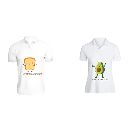 BYFT010889 BYFT Polo Neck T Shirt Printed White XL 220 GSM Cotton The Avacado to My Toast Design Set of 2.png