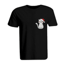 BYFT011027 BYFT Round Neck T Shirt Embroidery Black XXL 190 GSM Cotton Cat with Christmas Cap Set of 1