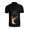 BYFT011051 BYFT Polo Neck T Shirt Printed Black XXL 220 GSM Cotton Winter Wonderland Deer Set of 1