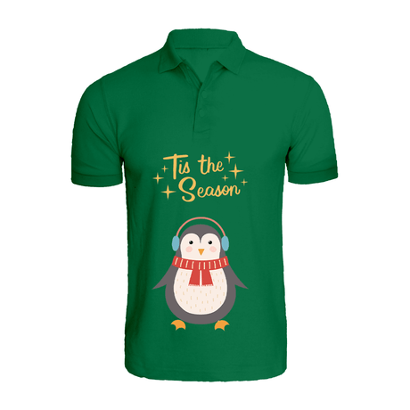 BYFT011065 BYFT Polo Neck T Shirt Printed Green XXL 220 GSM Cotton Tis The Season Penguin Set of 1.png