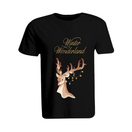BYFT011091 BYFT Round Neck T Shirt Printed Black XXL 190 GSM Cotton Winter Wonderland Deer Set of 1