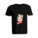 BYFT011093 BYFT Round Neck T Shirt Printed Black XXL 190 GSM Cotton Cat inside Christmas Stokings Set of 1