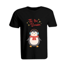 BYFT011095 BYFT Round Neck T Shirt Printed Black XXL 190 GSM Cotton Tis The Season Penguin Set of 1