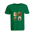 BYFT011110 BYFT Round Neck T Shirt Printed Green XXL 190 GSM Cotton Christmas Cats Set of 1