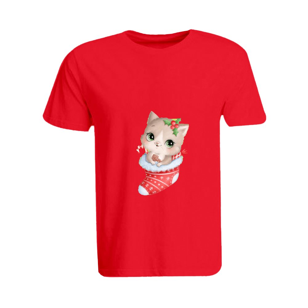 BYFT011113 BYFT Round Neck T Shirt Printed Red XXL 190 GSM Cotton Cat inside Christmas Stokings Set of 1.png
