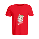 BYFT011113 BYFT Round Neck T Shirt Printed Red XXL 190 GSM Cotton Cat inside Christmas Stokings Set of 1