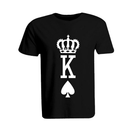 BYFT011242 BYFT Round Neck T Shirt Printed Black XXL 190 GSM Cotton Crown King Spades Design Set of 1
