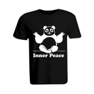 BYFT011245 BYFT Round Neck T Shirt Printed Black XXL 190 GSM Cotton Panda Inner Peace Design Set of 1