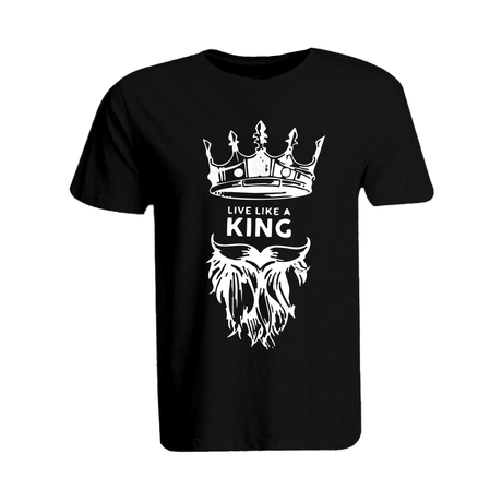 BYFT011246 BYFT Round Neck T Shirt Printed Black XXL 190 GSM Cotton Live Like A King Design Set of 1.png