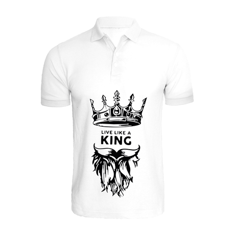BYFT011254 BYFT Polo Neck T Shirt Printed White XXL 220 GSM Cotton Live Like A King Design Set of 1.png