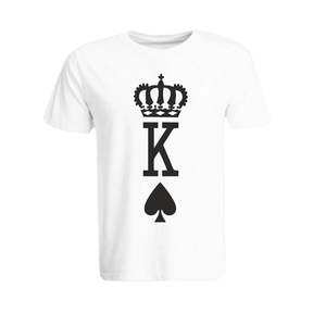 BYFT011258 BYFT Round Neck T Shirt Printed White XXL 190 GSM Cotton Crown King Spades Design Set of 1