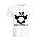 BYFT011261 BYFT Round Neck T Shirt Printed White XXL 190 GSM Cotton Panda Inner Peace Design Set of 1