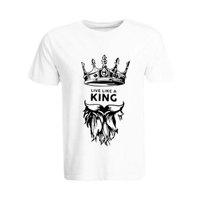 BYFT011262 BYFT Round Neck T Shirt Printed White XXL 190 GSM Cotton Live Like A King Design Set of 1