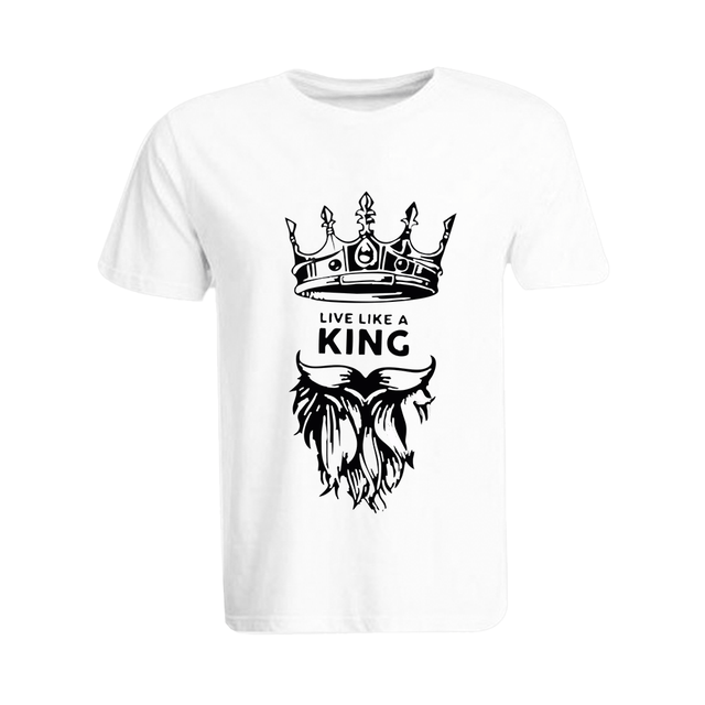 BYFT011262 BYFT Round Neck T Shirt Printed White XXL 190 GSM Cotton Live Like A King Design Set of 1.png