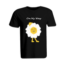 BYFT011272 BYFT Round Neck T Shirt Printed Black XXL 190 GSM Cotton On my way Daisy Design Set of 1