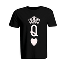 BYFT011275 BYFT Round Neck T Shirt Printed Black XXL 190 GSM Cotton Crown Queen Heart Design Set of 1