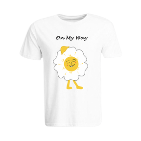 BYFT011290 BYFT Round Neck T Shirt Printed White XXL 190 GSM Cotton On my way Daisy Design Set of 1
