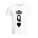 BYFT011293 BYFT Round Neck T Shirt Printed White XXL 190 GSM Cotton Crown Queen Heart Design Set of 1