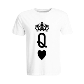 BYFT011293 BYFT Round Neck T Shirt Printed White XXL 190 GSM Cotton Crown Queen Heart Design Set of 1