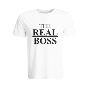 BYFT011294 BYFT Round Neck T Shirt Printed White XXL 190 GSM Cotton The Real Boss Design Set of 1