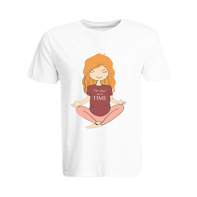 BYFT011297 BYFT Round Neck T Shirt Printed White XXL 190 GSM Cotton One Day at a Time Design Set of 1