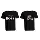 BYFT011314 BYFT Round Neck T Shirt Printed Black XXL 190 GSM Cotton The Boss The Real Boss Design Set of 2