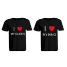 BYFT011320 BYFT Round Neck T Shirt Printed Black XXL 190 GSM Cotton I Love My King Queen Design Set of 2