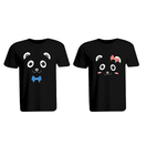 BYFT011322 BYFT Round Neck T Shirt Printed Black XXL 190 GSM Cotton Mr. Mrs. Panda Design Set of 2