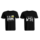 BYFT011323 BYFT Round Neck T Shirt Printed Black XXL 190 GSM Cotton If i am Too Drunk Matching Set Design Set of 2