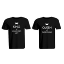 BYFT011325 BYFT Round Neck T Shirt Printed Black XXL 190 GSM Cotton King of Whatever Left Queen of Everything Design Set of 2