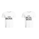 BYFT011344 BYFT Round Neck T Shirt Printed White XXL 190 GSM Cotton The Boss The Real Boss Design Set of 2
