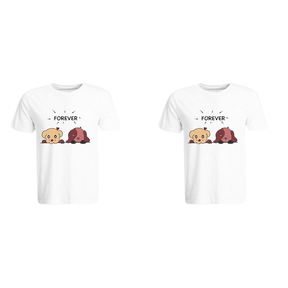 BYFT011346 BYFT Round Neck T Shirt Printed White XXL 190 GSM Cotton Forever Design Set of 2